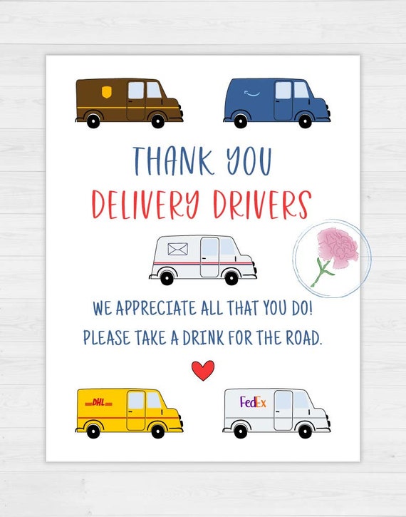 Printable 8.5x11 Delivery Driver Appreciation Signdelivery - Etsy