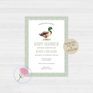 Wild Duck Baby Shower Invitation,Gender Neutral Mallard Duck Baby Shower Invite,Customized Digital Duck Hunting Invite,Little Hunter Invite