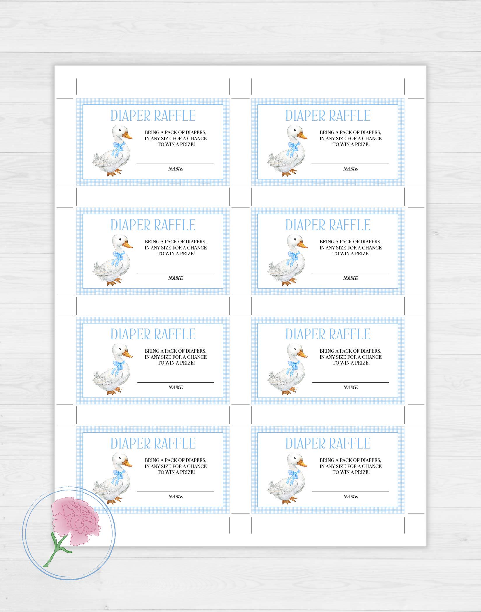 Goose Boy Diaper Raffle Sign and Raffle Tickets,little Goose Boy Baby ...