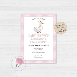 Goose Baby Girl Shower Invitation,Little Gosling Baby Shower Invite,Customized Digital Baby Goose Invite,Mother Goose Baby Shower Invite