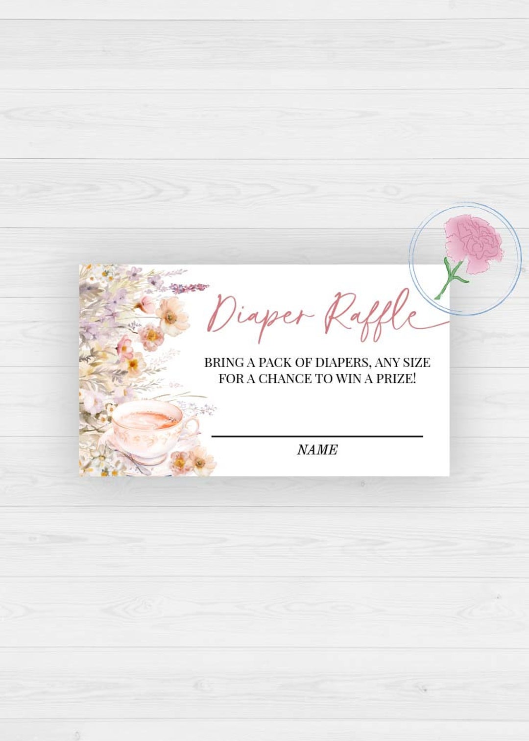 Teacup Raffle Tea Party Diaper Raffle Sign & Tickets,time for Tea Printable 8x10 Sign ...