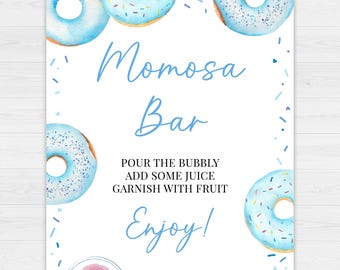 Momosa Bar Sign,Blue Donuts Baby Brunch Printable 8x10 Sign,Brunch and Bubbly Mimosa Bar 8x10 Sign,Momosa Bar Printable 8x 10 Sign