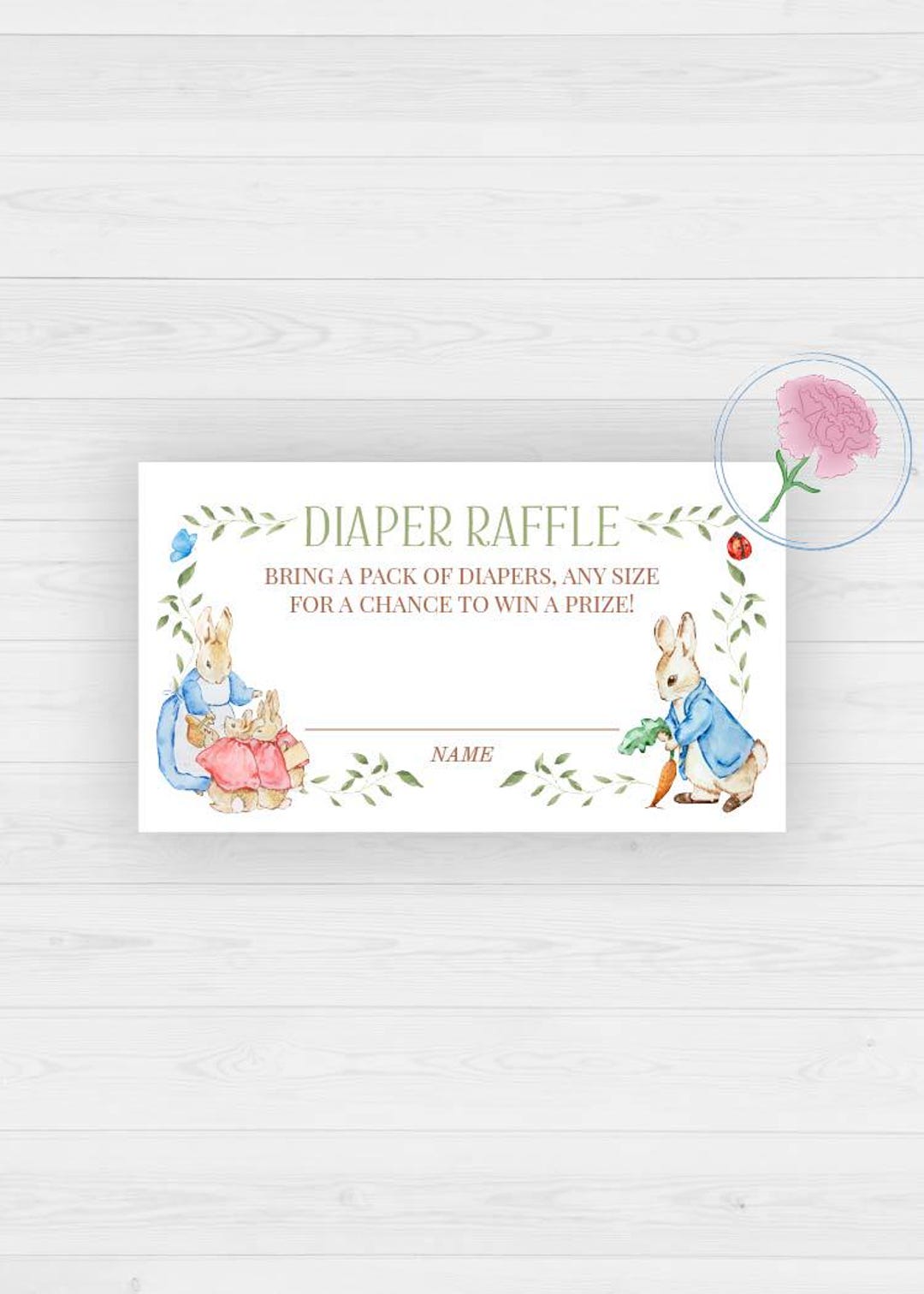 Peta Leaping Rabbit Raffle Beatrix Potter Printable 8x10 Sign & Printable 3.5x2 Raffle Tickets ...