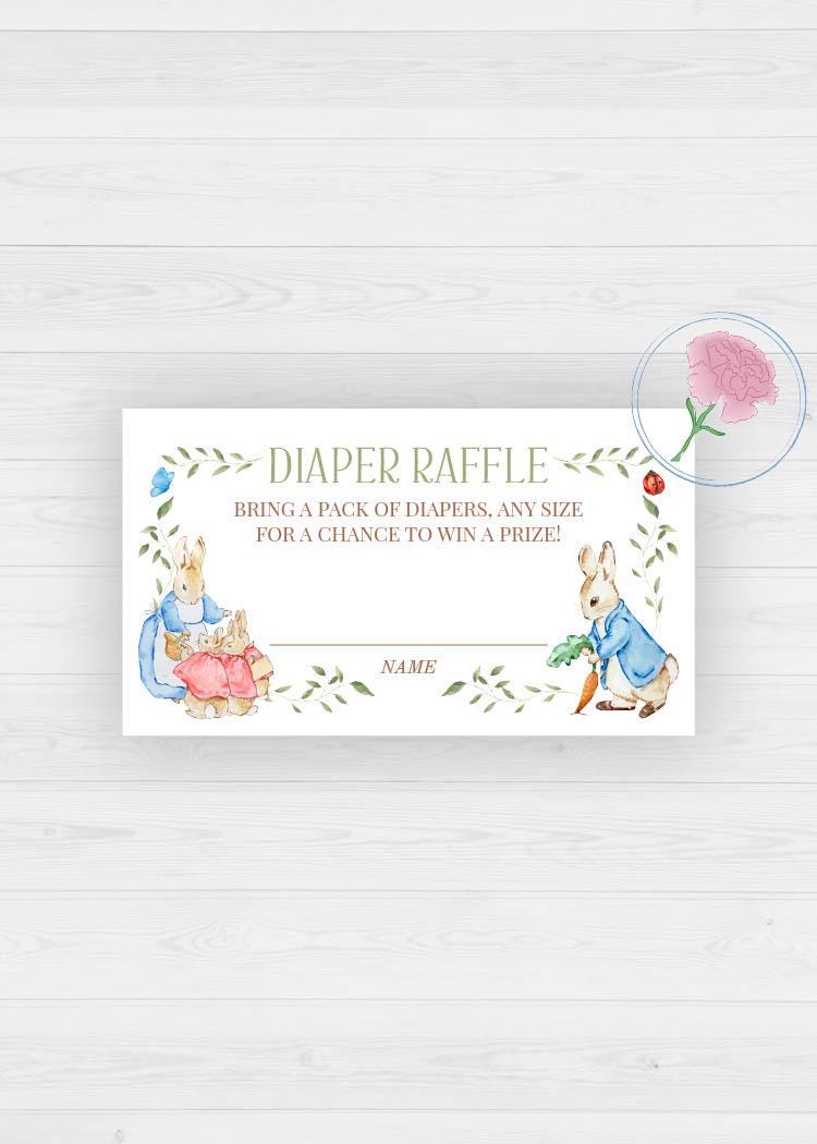 Peter Rabbit Diaper Raffle Sign Beatrix Potter Printable 8x10 Sign & Printable 3.5x2 Raffle Tickets ...