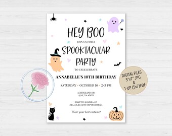 HALLOWEEN Birthday Invitation,Halloween Costume Party Birthday Invitation,Customized Digital Pastel Halloween Birthday Party Invitation