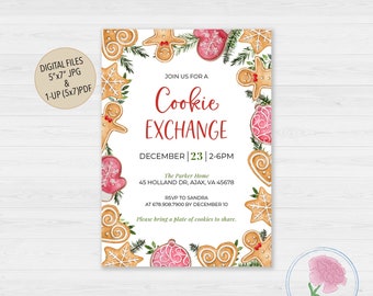 Cookie Exchange Party invitation,Cookie Exchange Invitation,Customized Digital Cookie Exchange Invitation,Christmas Cookies Theme Invitation