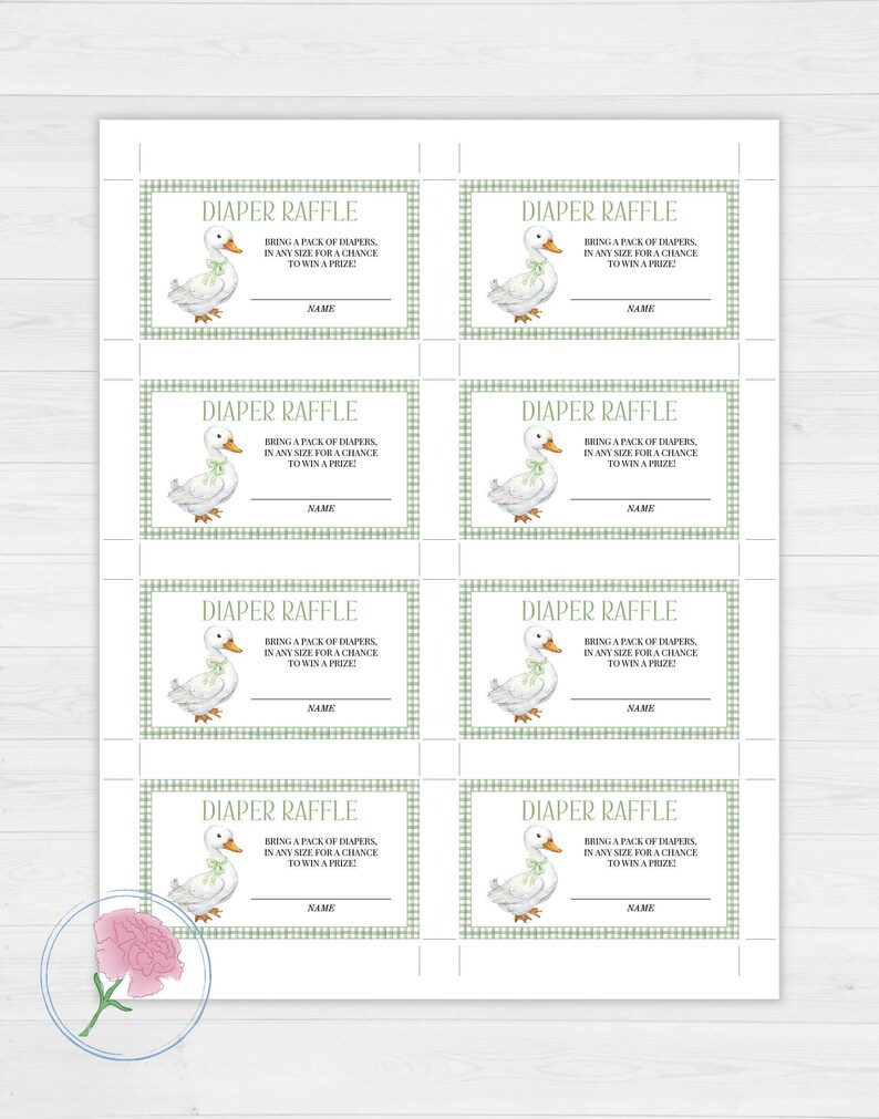 Goose Gender Neutral Diaper Raffle Sign and Raffle Tickets,little Goose ...
