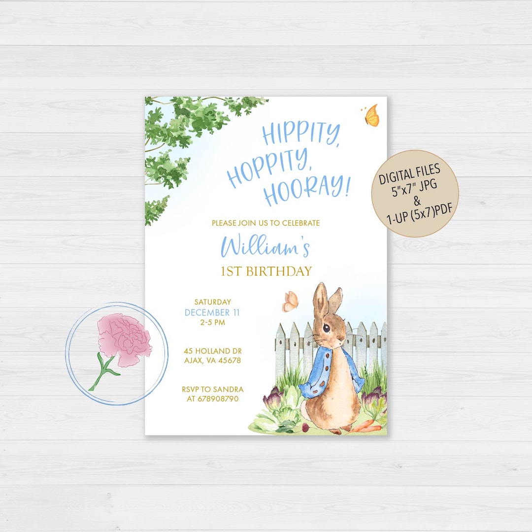 Peter Rabbit Birthday Invite,beatrix Potter Invite,customized Digital ...