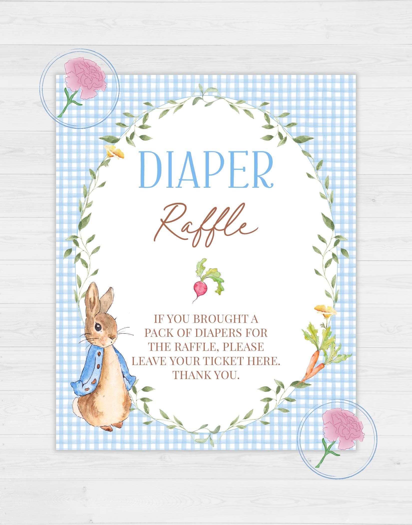 Peta Leaping Rabbit Raffle Peter Rabbit Diaper Raffle Sign and Tickets,beatrix Potter Printable ...