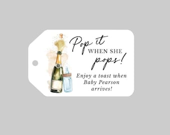 Poppin Bottles Thank you Tags,Champagne Baby Shower Tags,Brunch and Bubbly Baby Shower Tags,Pop it when she pops Tags,Champagne Favor Tags