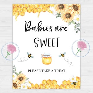 Babies are sweet Printable 8x10 Sign,Bees and Sunflowers Printable Babies are sweet 8x10 Sign,Babies are sweet please take a treat!