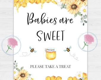 Babies are sweet Printable 8x10 Sign,Bees and Sunflowers Printable Babies are sweet 8x10 Sign,Babies are sweet please take a treat!