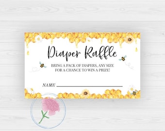 Bee and Sunflowers Diaper Raffle Sign and Tickets,BEE Printable 8x10 Sign,Bee Printable 3.5x2 Raffle Tickets,Bee Sign & Raffle Tickets