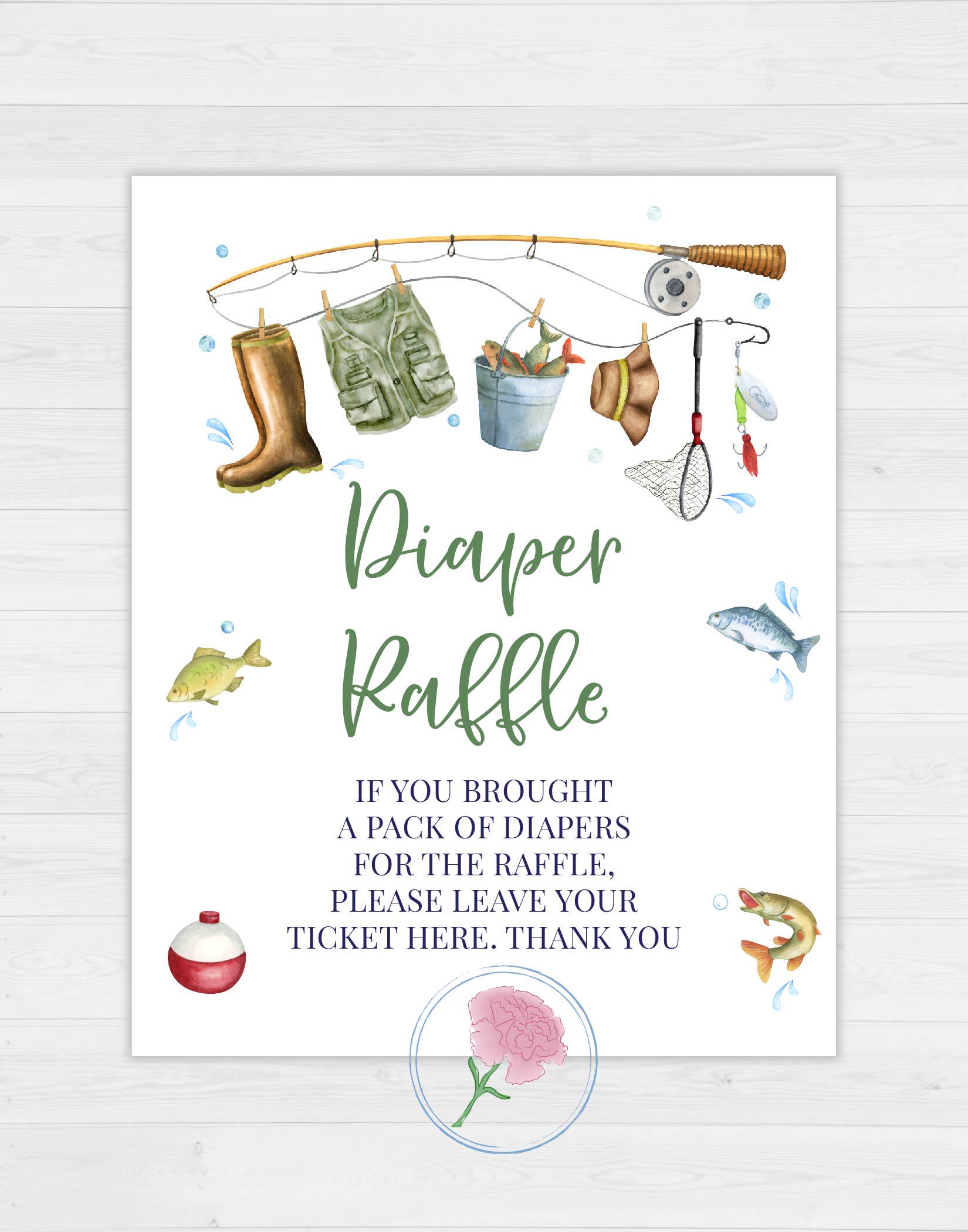 Fish Theme Raffle Box Fishing Diaper Raffle Sign & Tickets,fishing Baby Shower Printable 8x10 ...