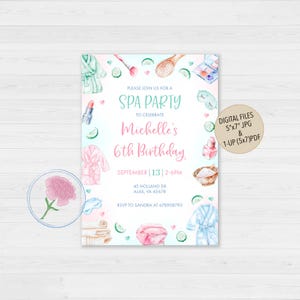 SPA Party Birthday Invitation,Pamper Party Birthday Invitation,SPA Day Birthday Invitation,Glam Party Invite,Spa Slumber Party Invite