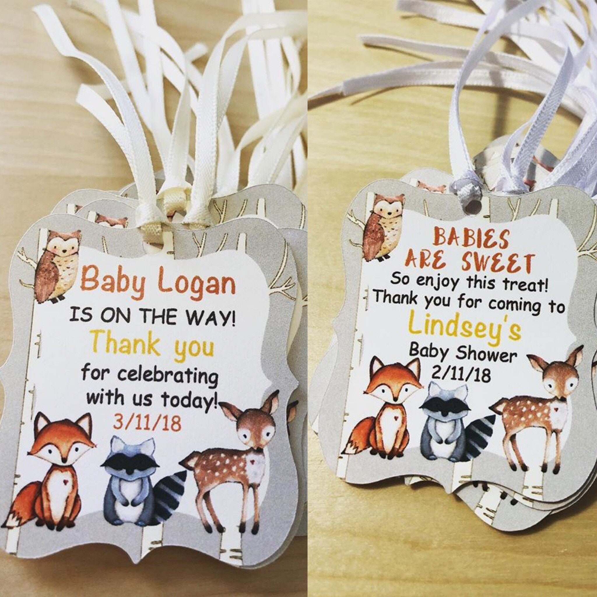 Woodland Baby Shower Favor Tags,Woodland Tags,Forest Animals Favor Ta…