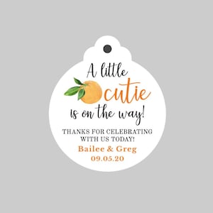 Little Cutie Baby Shower Favor Tags,Clementine Oranges Baby Shower tags,Mandarin Oranges Baby Shower tags,A Little Cutie is on the way!