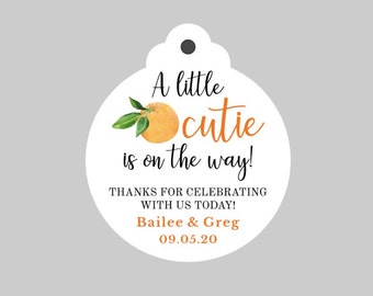 Little Cutie Baby Shower Favor Tags,Clementine Oranges Baby Shower tags,Mandarin Oranges Baby Shower tags,A Little Cutie is on the way!