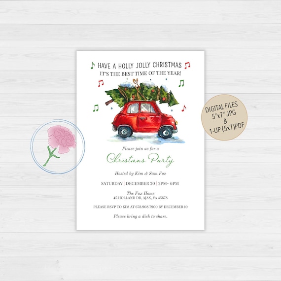 Christmas Party invitation,Christmas Dinner Invite,Customized Digital Christmas Party Invitation,Christmas Car Invite,Holiday Party Invite