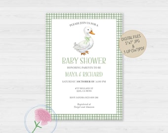 Goose Baby Shower Invite,Gender Neutral Goose Baby Shower Invite,Customized Digital Little Gosling Invite,Mother Goose Baby Shower Invite
