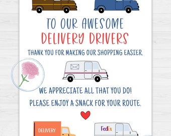Printable 8.5x11 Delivery Driver Take a Snack Sign,Delivery Driver Appreciation Sign,USPS,UPS,Amazon,Fedex Thank you sign,Take a snack Sign