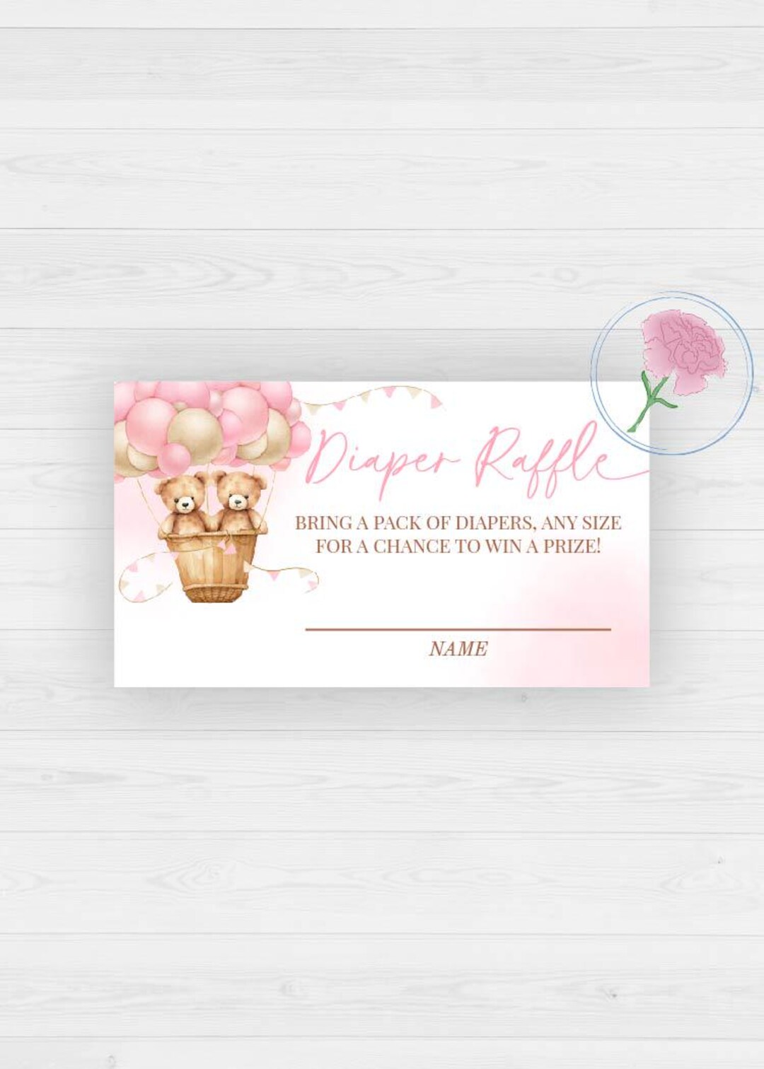 Twin Girls Teddy Bear Diaper Raffle Sign and Raffle Tickets,twin Girls Baby Shower Printable ...