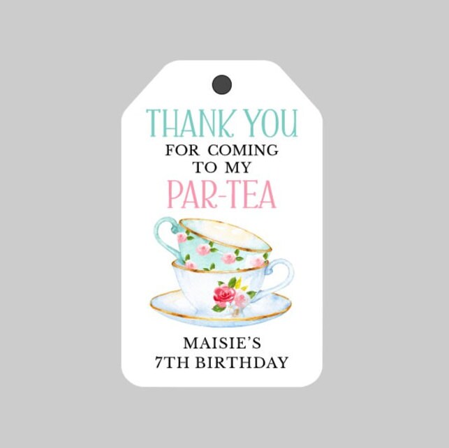 Tea Party Birthday Favor Tagstea Party Tagsthank You for Etsy