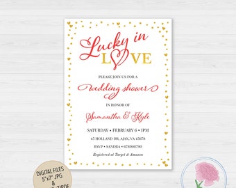 LUCKY IN LOVE Engagement party Invitaiton,Lucky In Love Bridal or Couples Shower Invitation,Customized Digital Lucky In Love Invitation