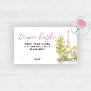 Paris Baby Girl Dusche Windel Raffle Schild & Tickets, Paris druckbare 8 x 10 Schild und 3,5 x 2 Raffle Tickets, Paris Cafe Schild und Raffle Tickets