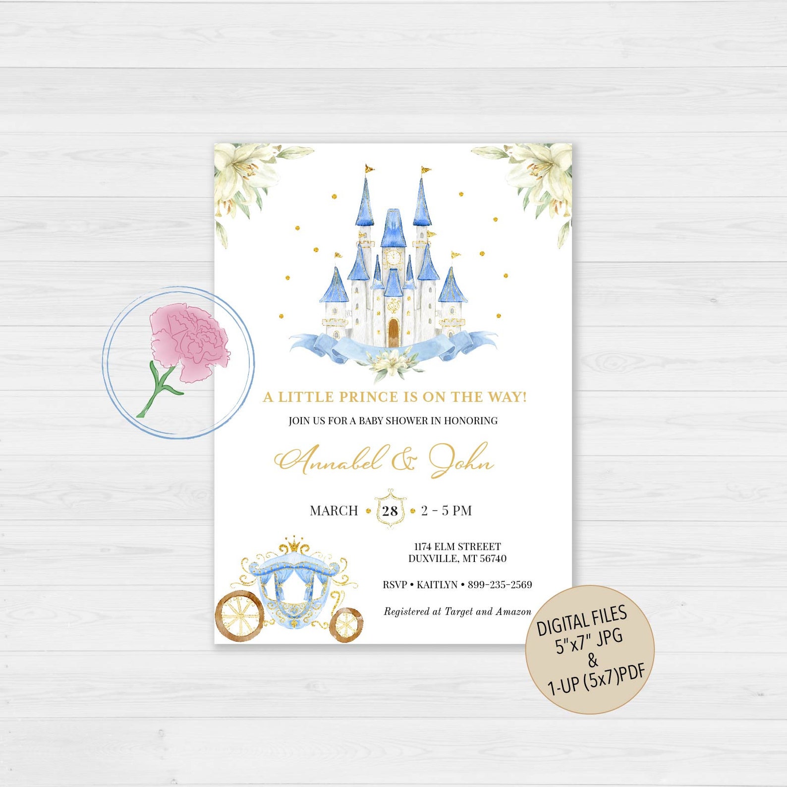 Prince or Princess Baby Shower Invitationblue Castle Baby - Etsy