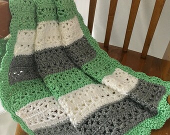 Sage Green, White and Gray blanket