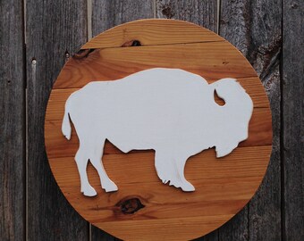 Buffalo Wood Art, Reclaimed Wood, Wood decor, Handmade Wood Art