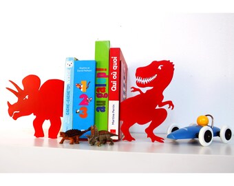 Par de bookends Dinosaurios Rojos