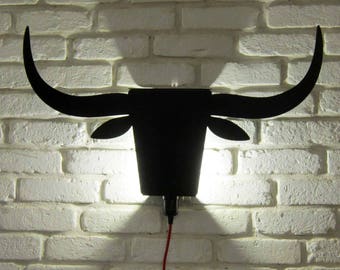 Lámpara de pared negra o cepillada de acero inoxidable a toro