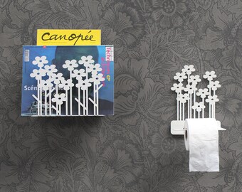 Floración, conjunto de revisteros y portarrollos de papel higiénico de pared