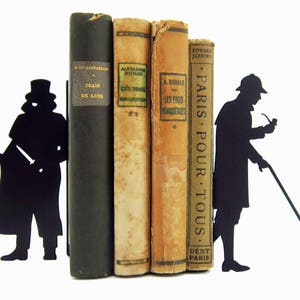 Pair of Holmes and Moriarty black metal bookends