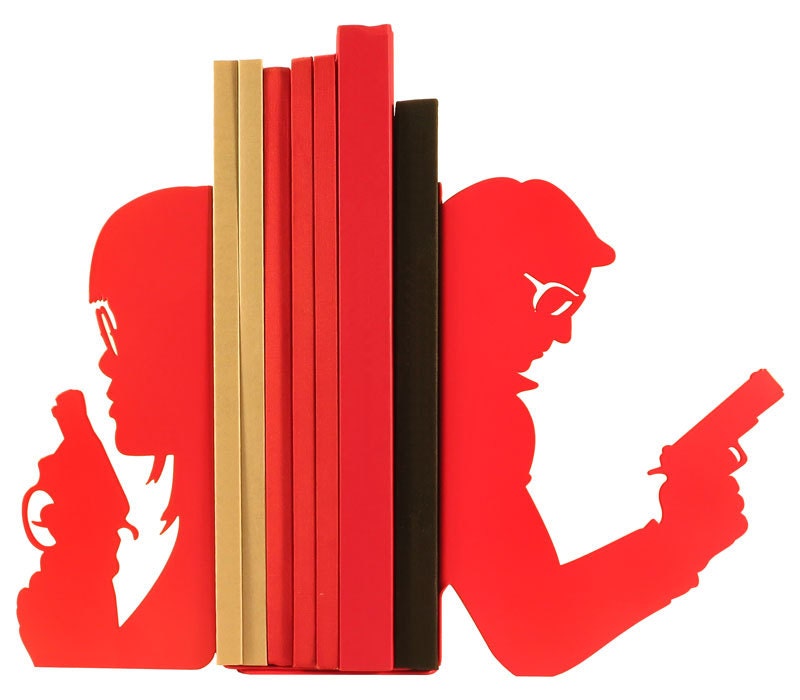 Paire de Grands Serre-Livres Rouges Action