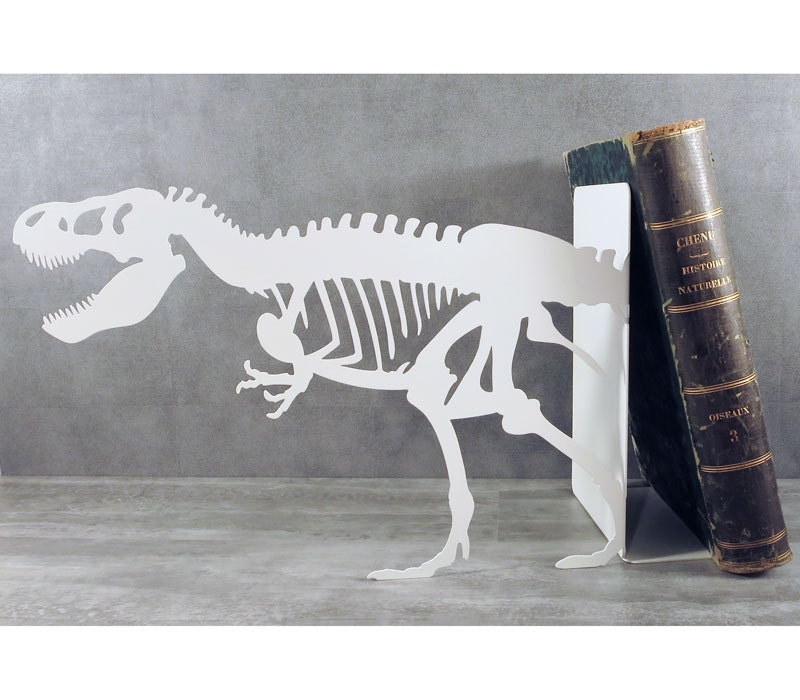 Grand Serre-Livres en Métal Tyranosaure Noir ou Blanc