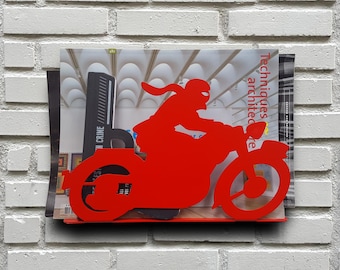 Moto black steel wall magazine rack