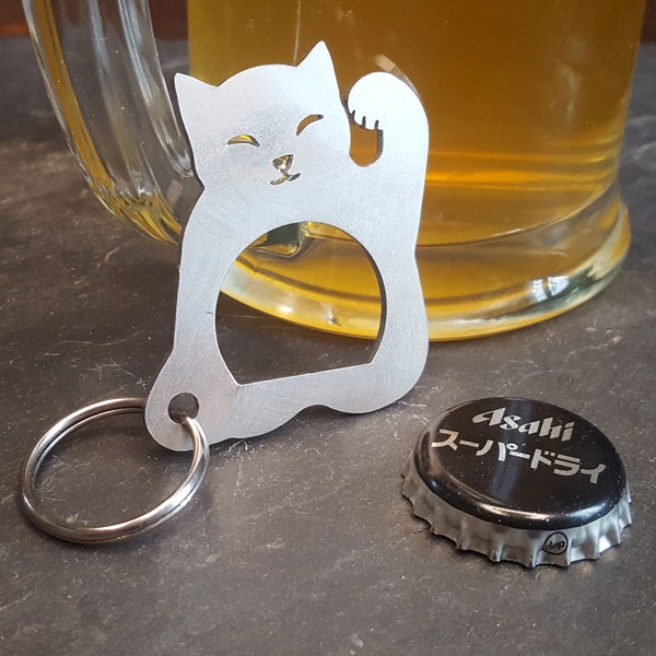 Maneki neko keychain bottle opener