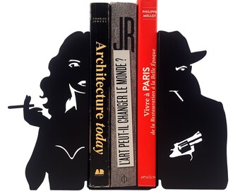 Par de sujetalibros de cómic de metal grande de pareja romana negra