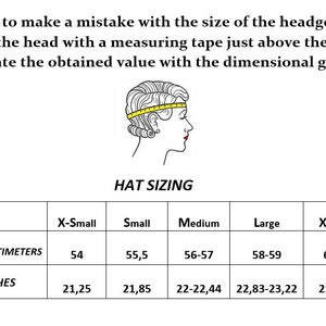 K&ouml;nnte beinhalten: Eine Tabelle mit Hutgr&ouml;&szlig;en in Zoll und Zentimetern. Die Tabelle enth&auml;lt Gr&ouml;&szlig;en f&uuml;r X-Small, Small, Medium, Large und X-Large.