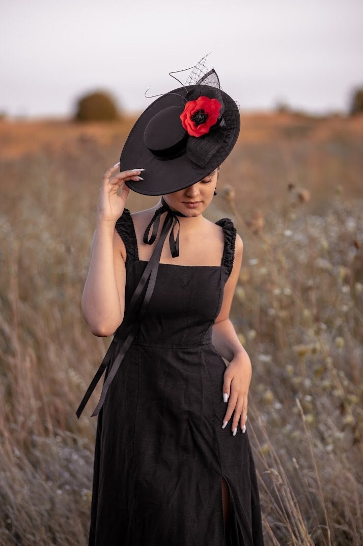 black dress hats Polka Dot Kentucky Derby Hat Black: Blk/white, M main image 1