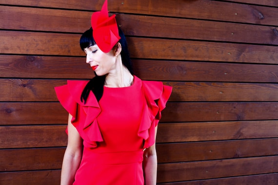 Modern Red Facsinator Hat Red Headpiece Wedding Guest Hat Ladies Dress Hat Girls Fascinator Party Hat Royal Ascot Hat READY to SHIP Etsy