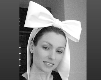 Ivory Satin Bride Hair Bow Headband: Kentucky Derby Fascinator