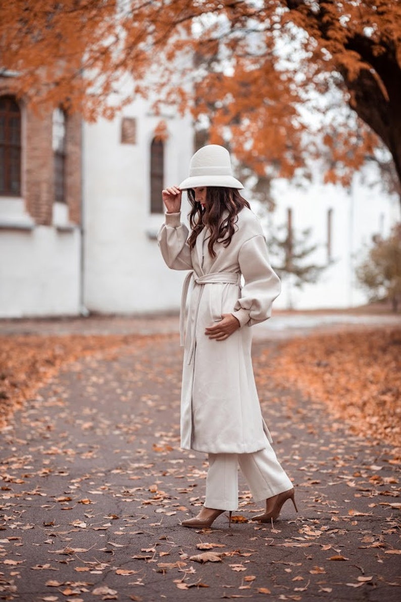 Ivory Millinery Couture Asymmetrical Crown Wide Brim Women Felt Fedora Hat, Elegant Ledies Velour hat READY to SHIP image 8