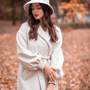 Ivory Millinery Couture Asymmetrical Crown Wide Brim Women Felt Fedora Hat, Elegant Ledies Velour hat READY to SHIP image 3