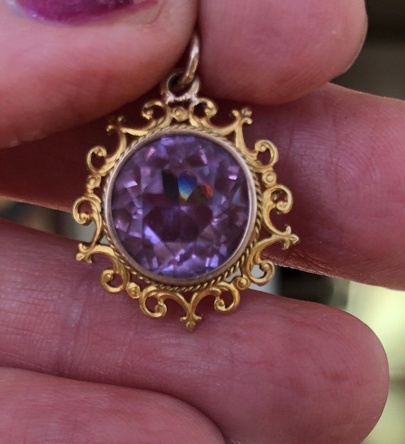 Antique  Victorian Amethyst Paste  18ct Pendant