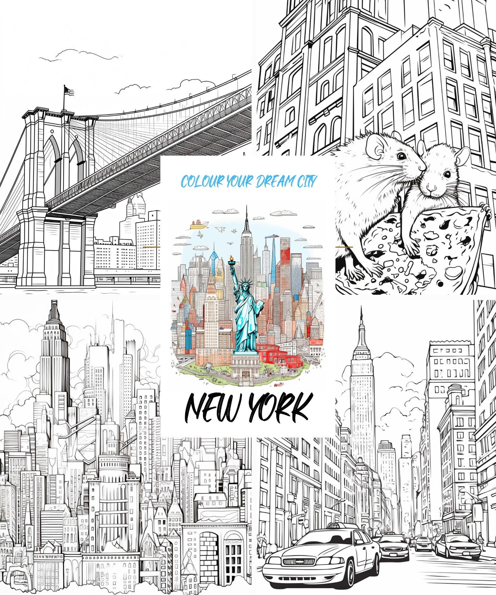 Me encanta ny nueva york libro para colorear adultos niños terapia