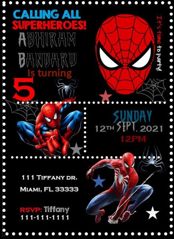 Sinis almacenamiento Asistir Tarjeta de invitación digital de cumpleaños de Spiderman - Etsy España